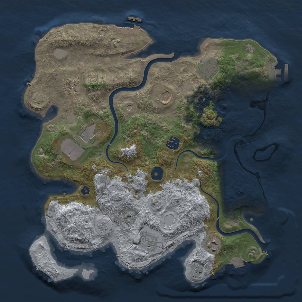 Rust Map: Procedural Map, Size: 3500, Seed: 18184152, 14 Monuments
