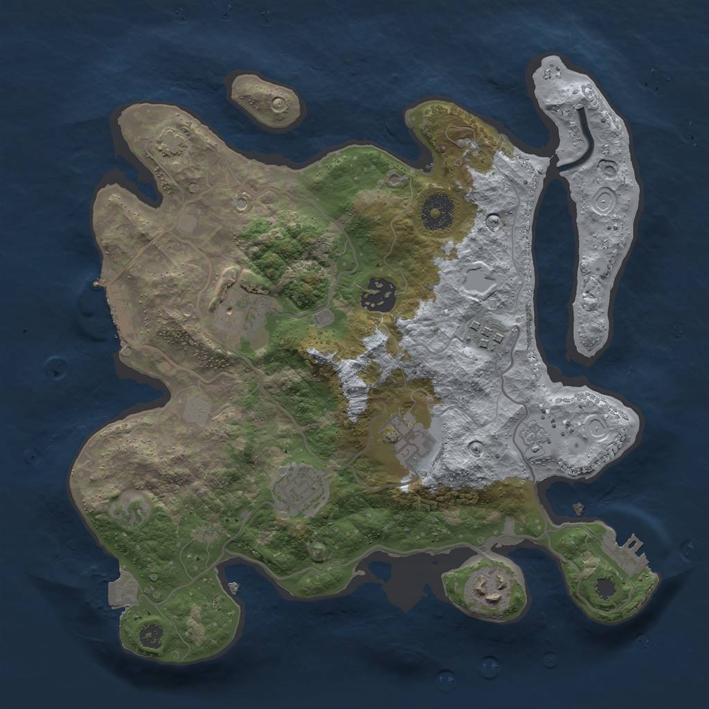 Rust Map: Procedural Map, Size: 3000, Seed: 1894578190, 13 Monuments