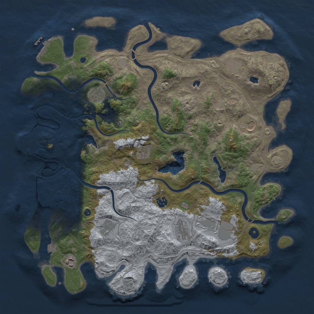 Rust Map: Procedural Map, Size: 4500, Seed: 1161509512, 16 Monuments
