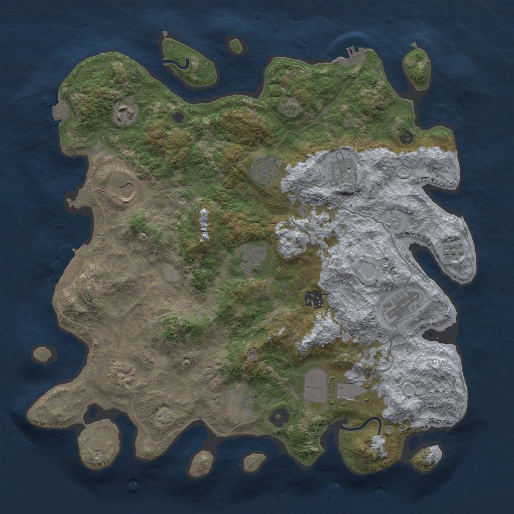 Rust Map: Procedural Map, Size: 4000, Seed: 913911, 19 Monuments