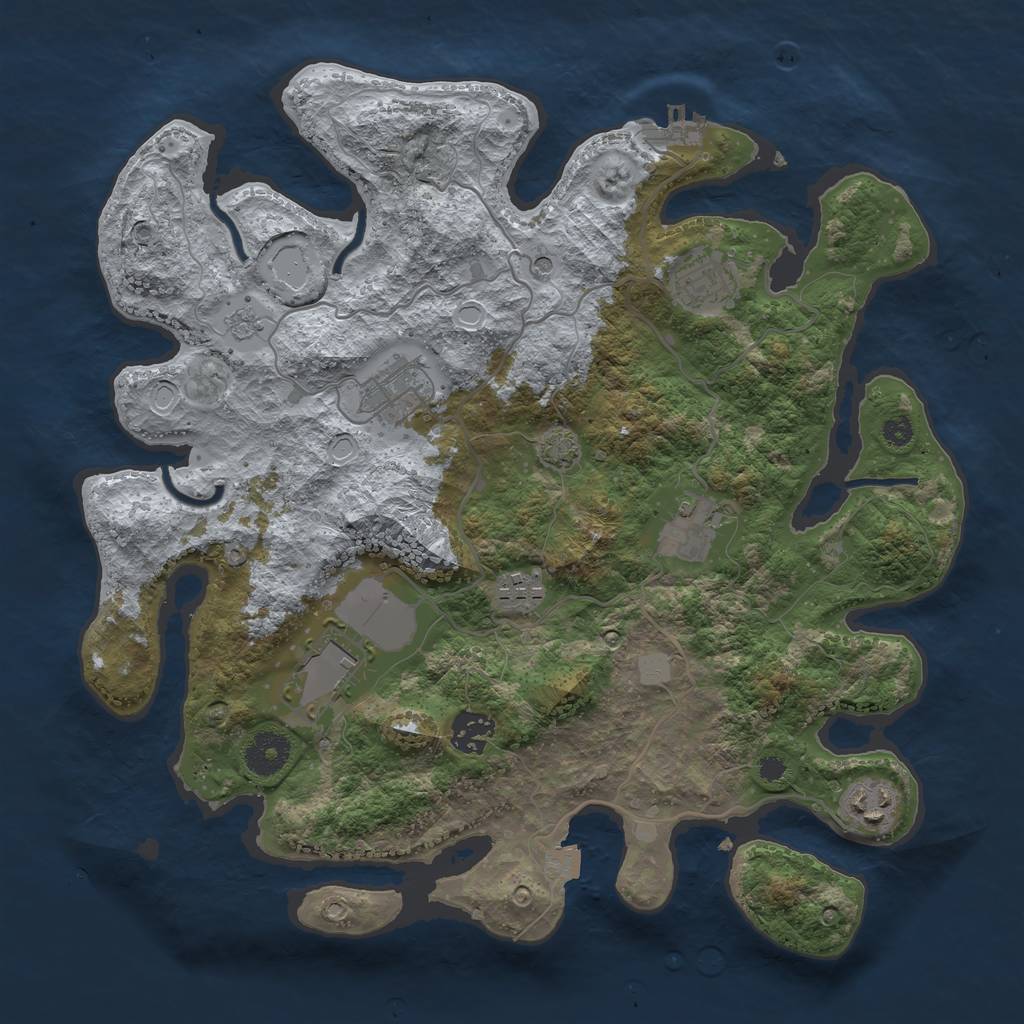 Rust Map: Procedural Map, Size: 3500, Seed: 1774204837, 14 Monuments