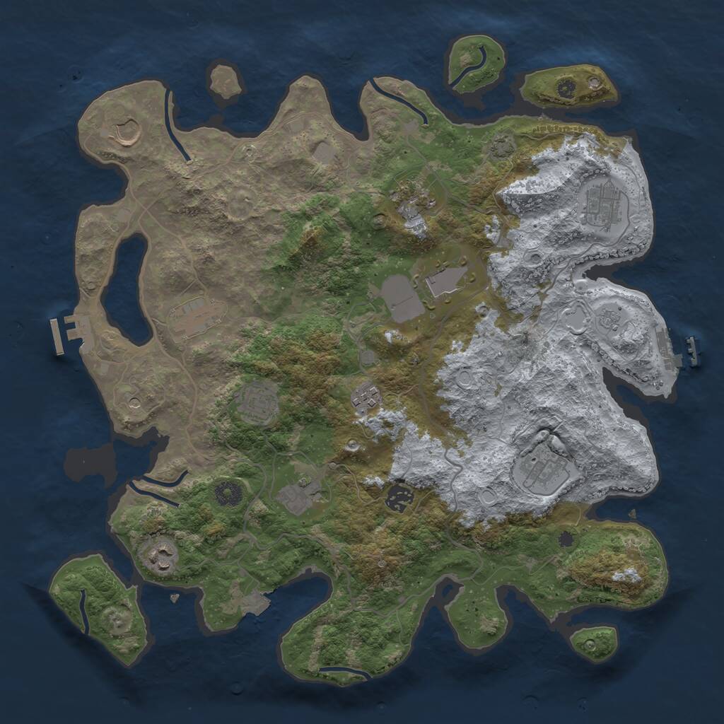 Rust Map: Procedural Map, Size: 4001, Seed: 1008671525, 17 Monuments