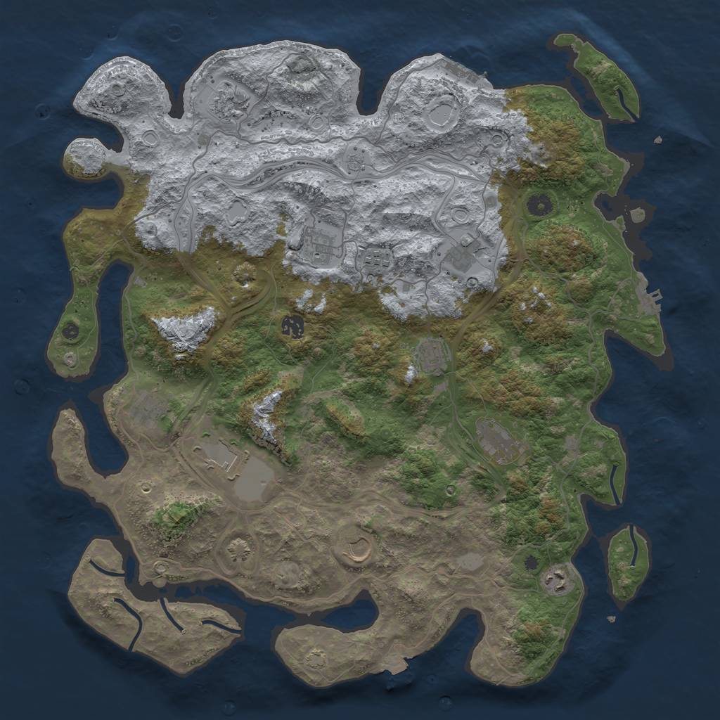 Rust Map: Procedural Map, Size: 4500, Seed: 280664727, 19 Monuments