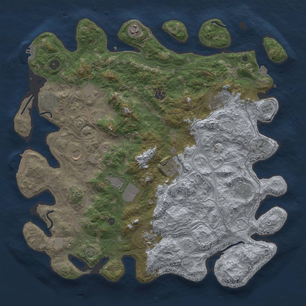 Rust Map: Procedural Map, Size: 4500, Seed: 73491, 19 Monuments