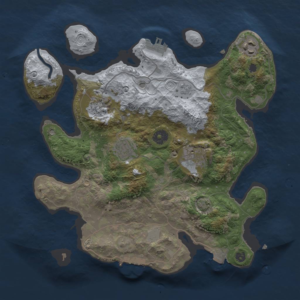 Rust Map: Procedural Map, Size: 3000, Seed: 51753, 12 Monuments