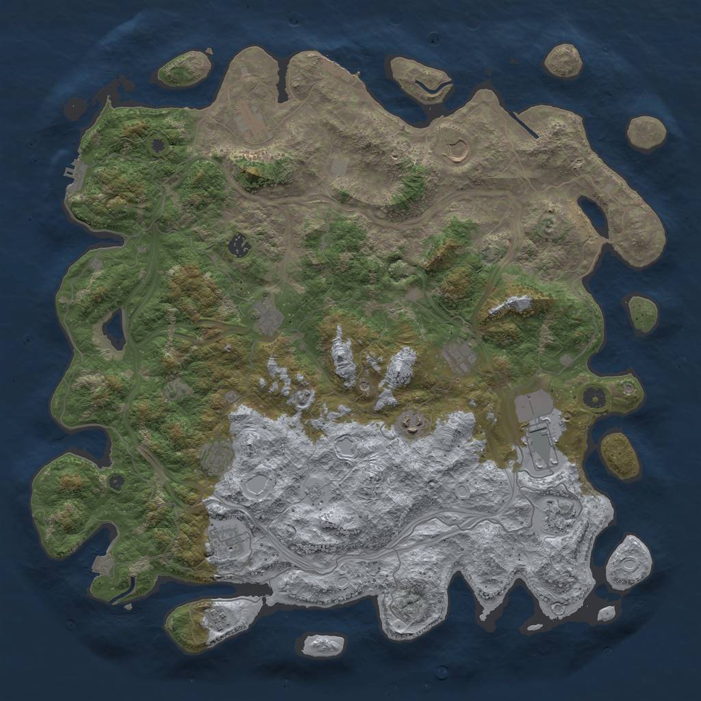Rust Map: Procedural Map, Size: 4750, Seed: 1070291383, 19 Monuments