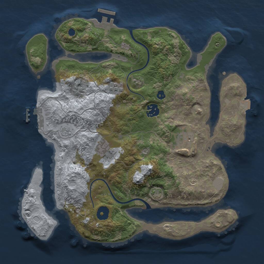 Rust Map: Procedural Map, Size: 3000, Seed: 95844, 10 Monuments