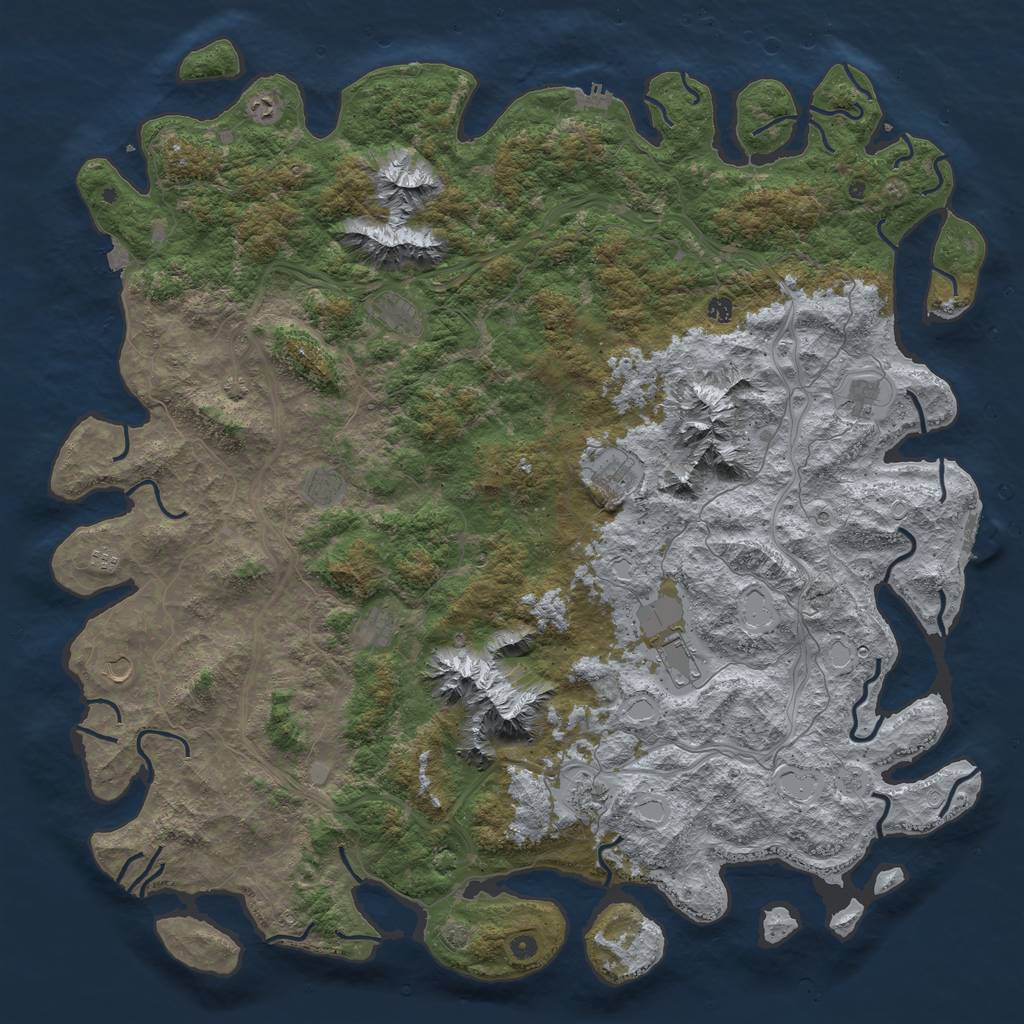 Rust Map: Procedural Map, Size: 6000, Seed: 51441823, 19 Monuments