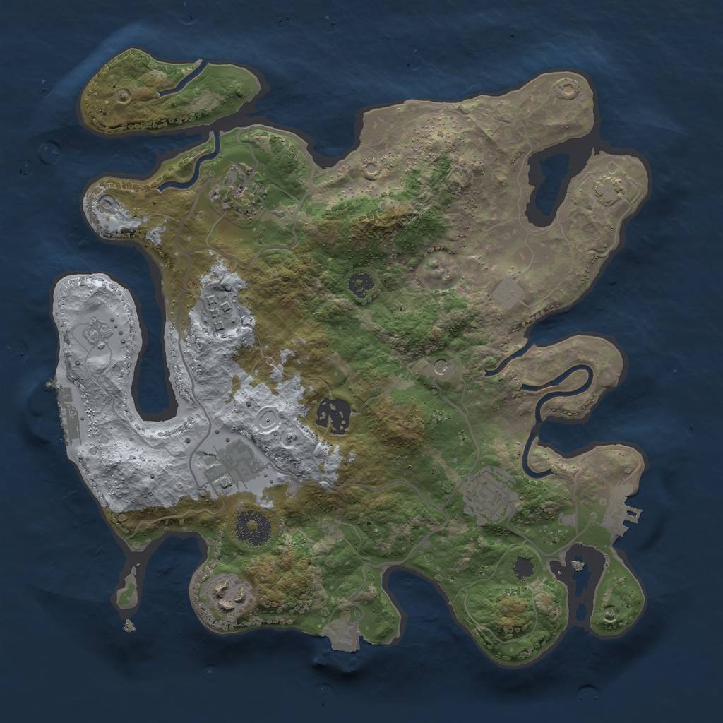 Rust Map: Procedural Map, Size: 3000, Seed: 48657, 14 Monuments