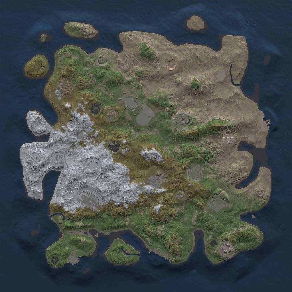 Rust Map: Procedural Map, Size: 3900, Seed: 110, 18 Monuments