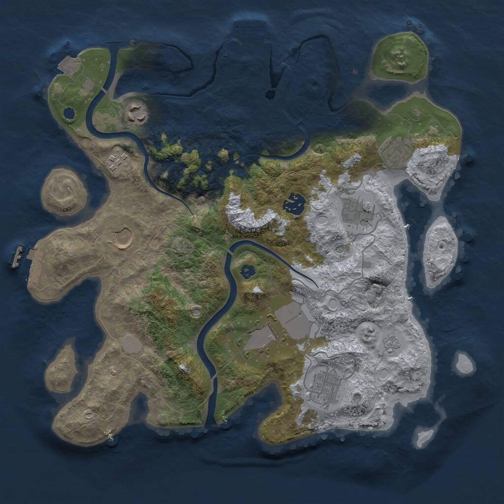 Rust Map: Procedural Map, Size: 3500, Seed: 32709718, 14 Monuments