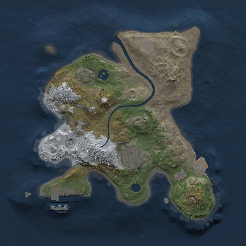 Rust Map: Procedural Map, Size: 2189, Seed: 1497323023, 5 Monuments