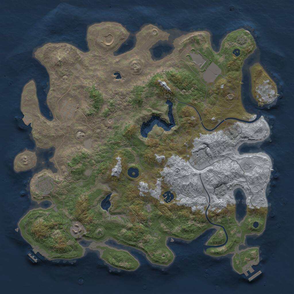 Rust Map: Procedural Map, Size: 4000, Seed: 1276494043, 14 Monuments