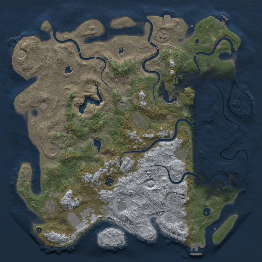 Rust Map: Procedural Map, Size: 4800, Seed: 62463774, 17 Monuments