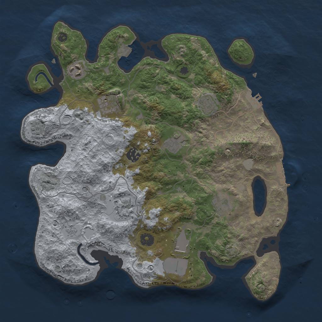 Rust Map: Procedural Map, Size: 3500, Seed: 2124831305, 17 Monuments