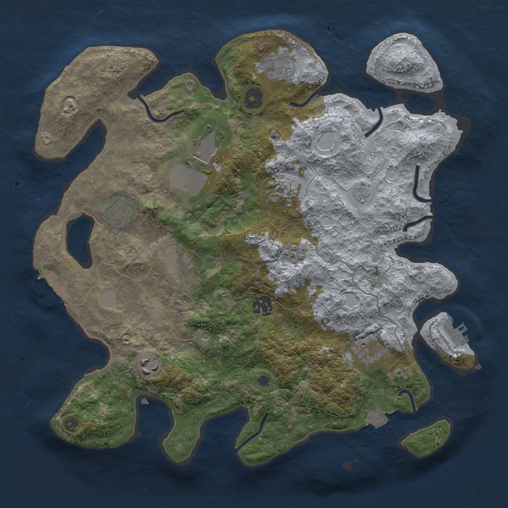 Rust Map: Procedural Map, Size: 3700, Seed: 6124345, 17 Monuments