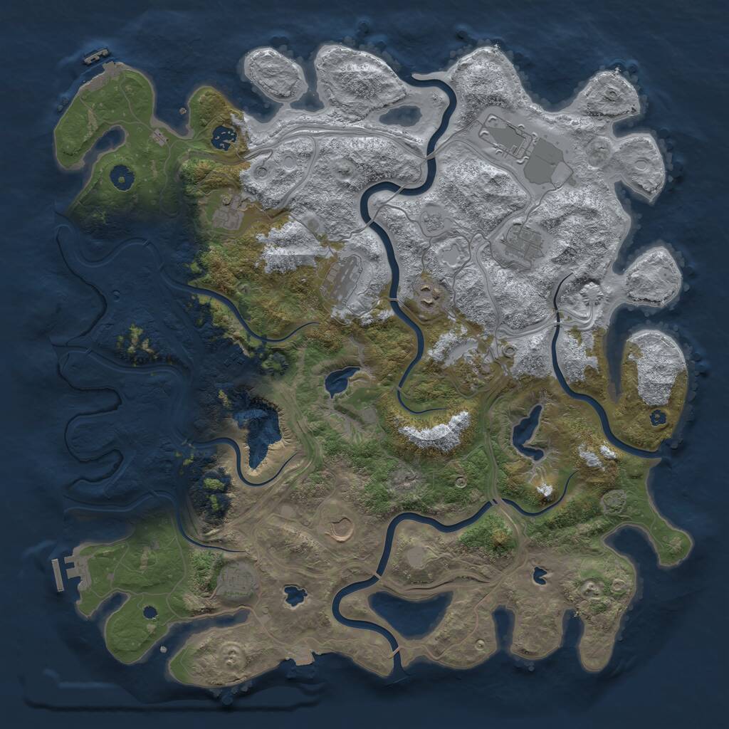 Rust Map: Procedural Map, Size: 4500, Seed: 650767640, 16 Monuments