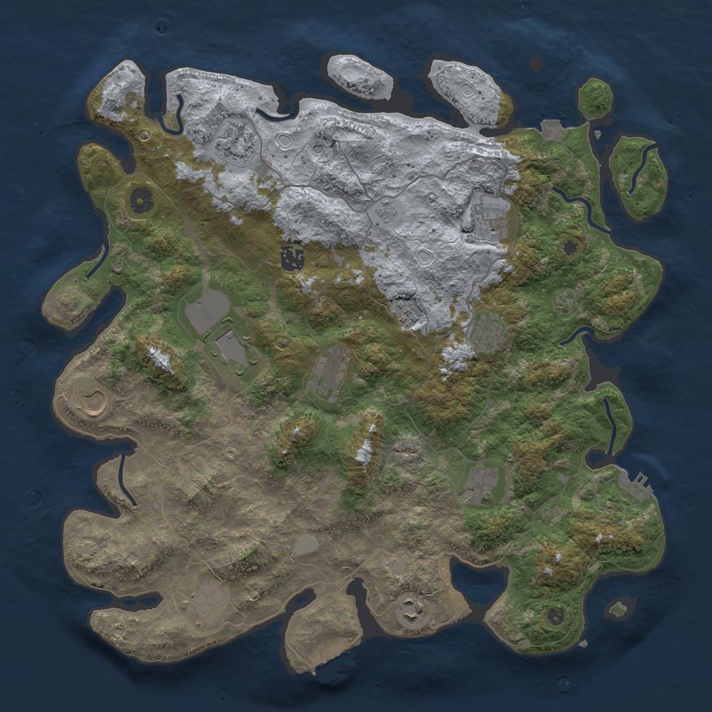 Rust Map: Procedural Map, Size: 4200, Seed: 763255748, 19 Monuments