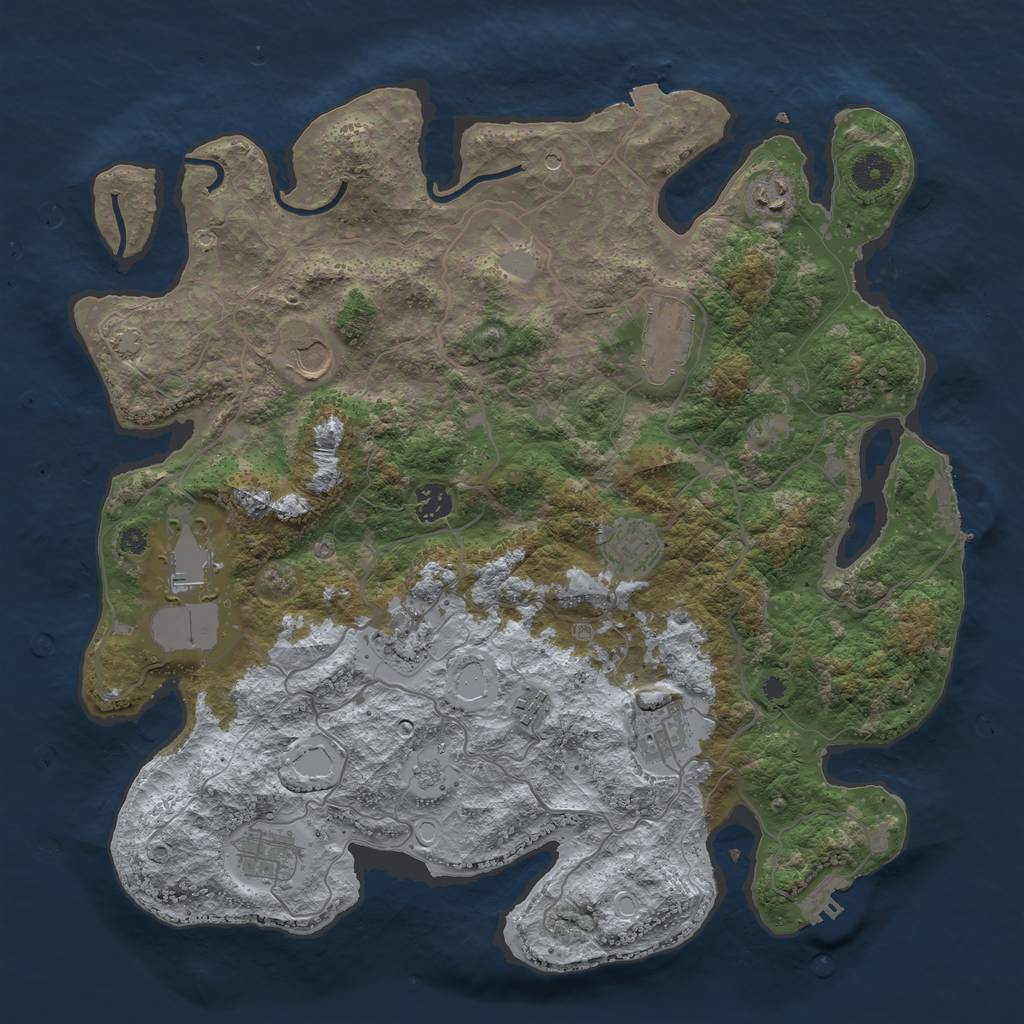 Rust Map: Procedural Map, Size: 4000, Seed: 934313991, 18 Monuments