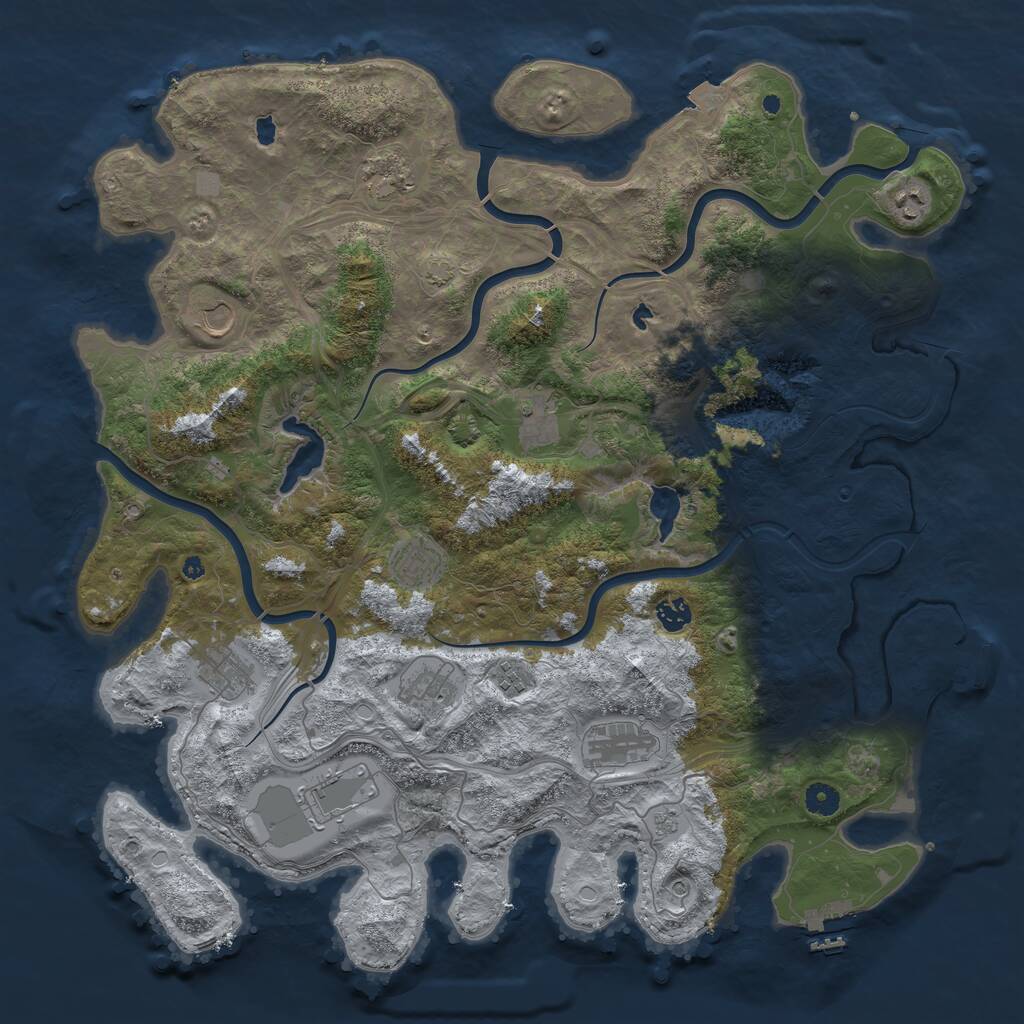 Rust Map: Procedural Map, Size: 4550, Seed: 1125171757, 17 Monuments