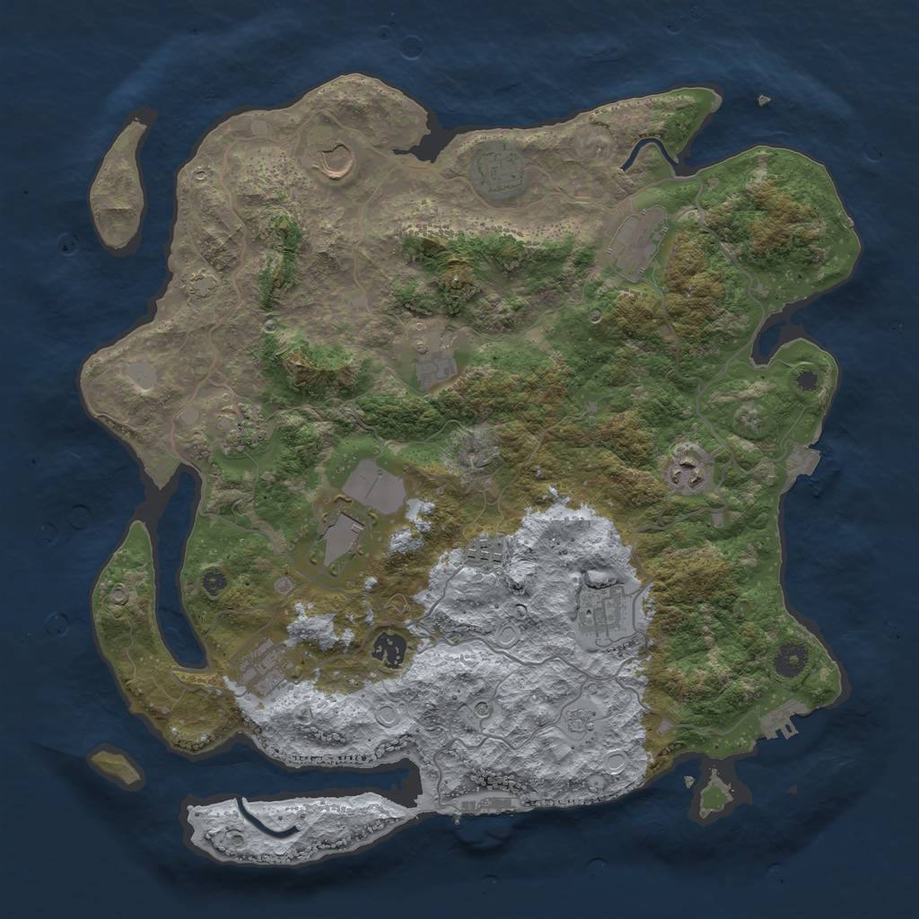 Rust Map: Procedural Map, Size: 4000, Seed: 1116381762, 19 Monuments