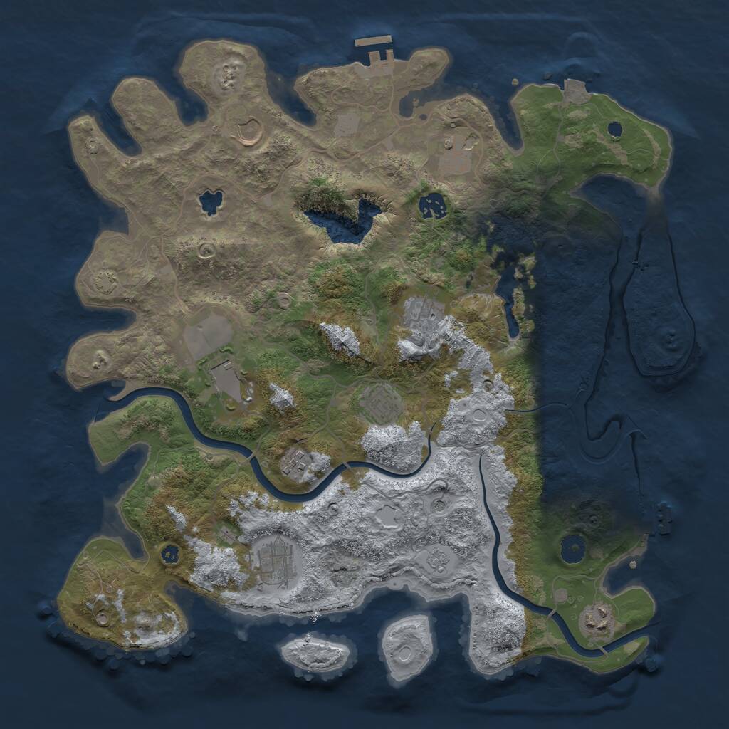 Rust Map: Procedural Map, Size: 4000, Seed: 1263130213, 15 Monuments