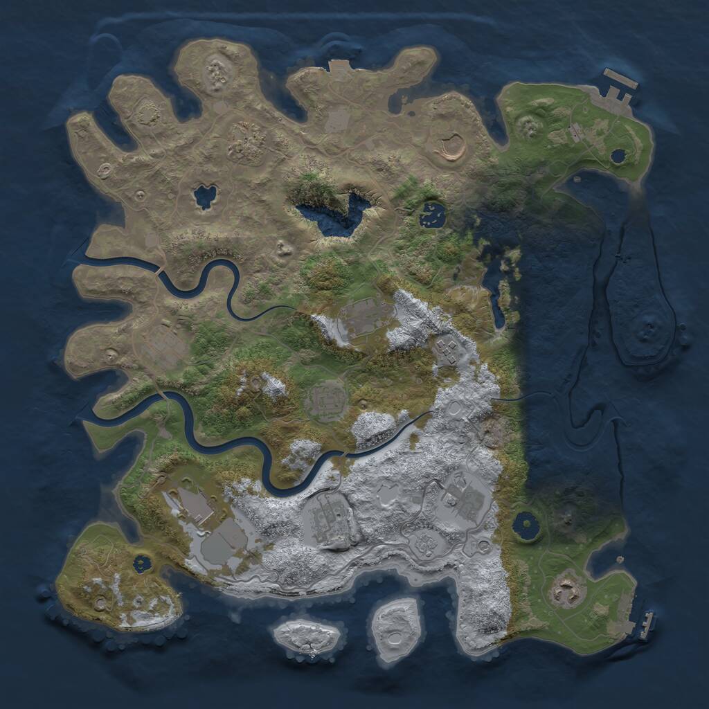 Rust Map: Procedural Map, Size: 4000, Seed: 1263130213, 17 Monuments