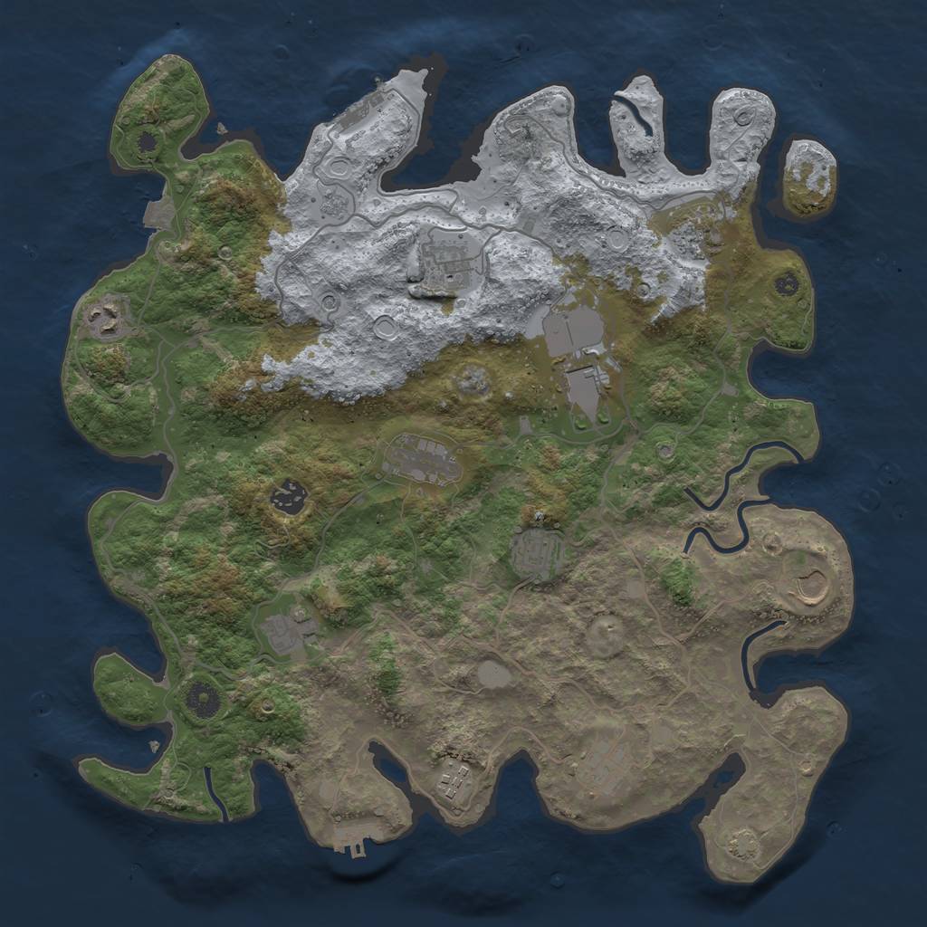 Rust Map: Procedural Map, Size: 4000, Seed: 353961500, 19 Monuments
