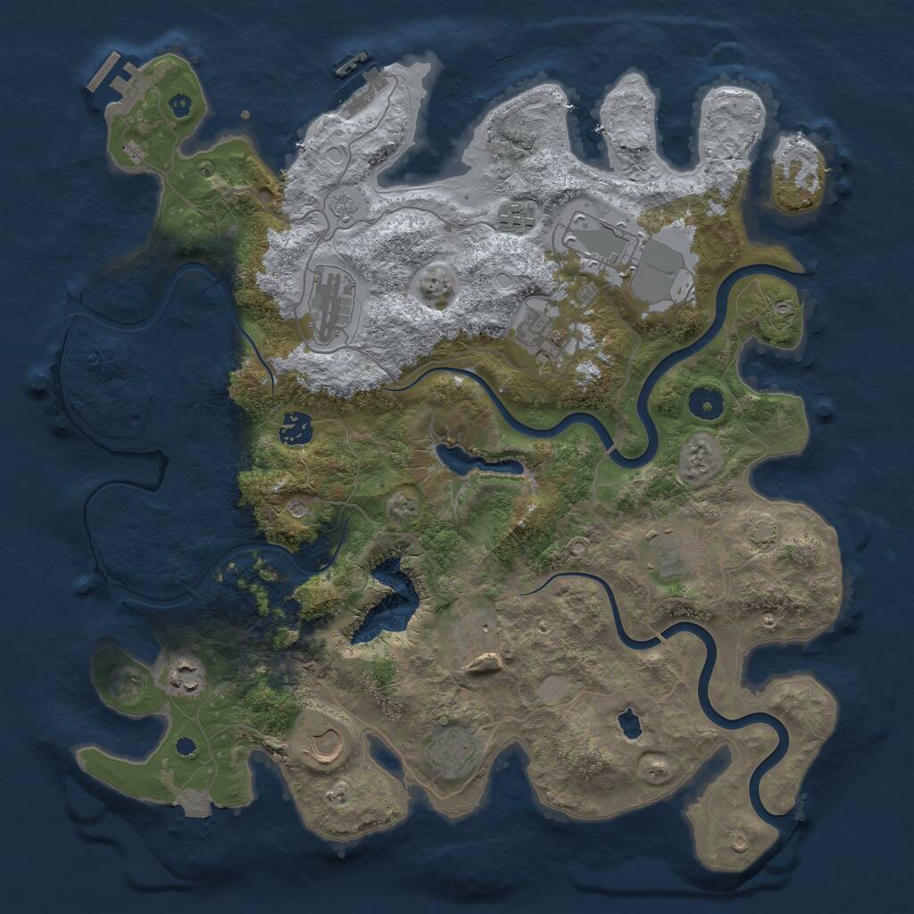 Rust Map: Procedural Map, Size: 4000, Seed: 353961500, 16 Monuments