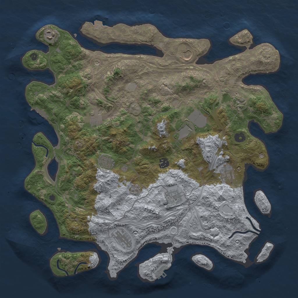 Rust Map: Procedural Map, Size: 4250, Seed: 726834734, 19 Monuments