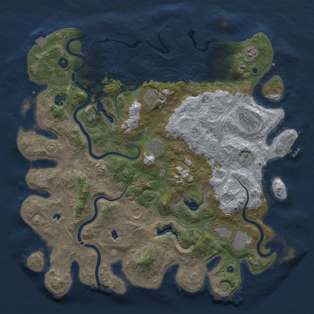 Rust Map: Procedural Map, Size: 4500, Seed: 1701360676, 14 Monuments