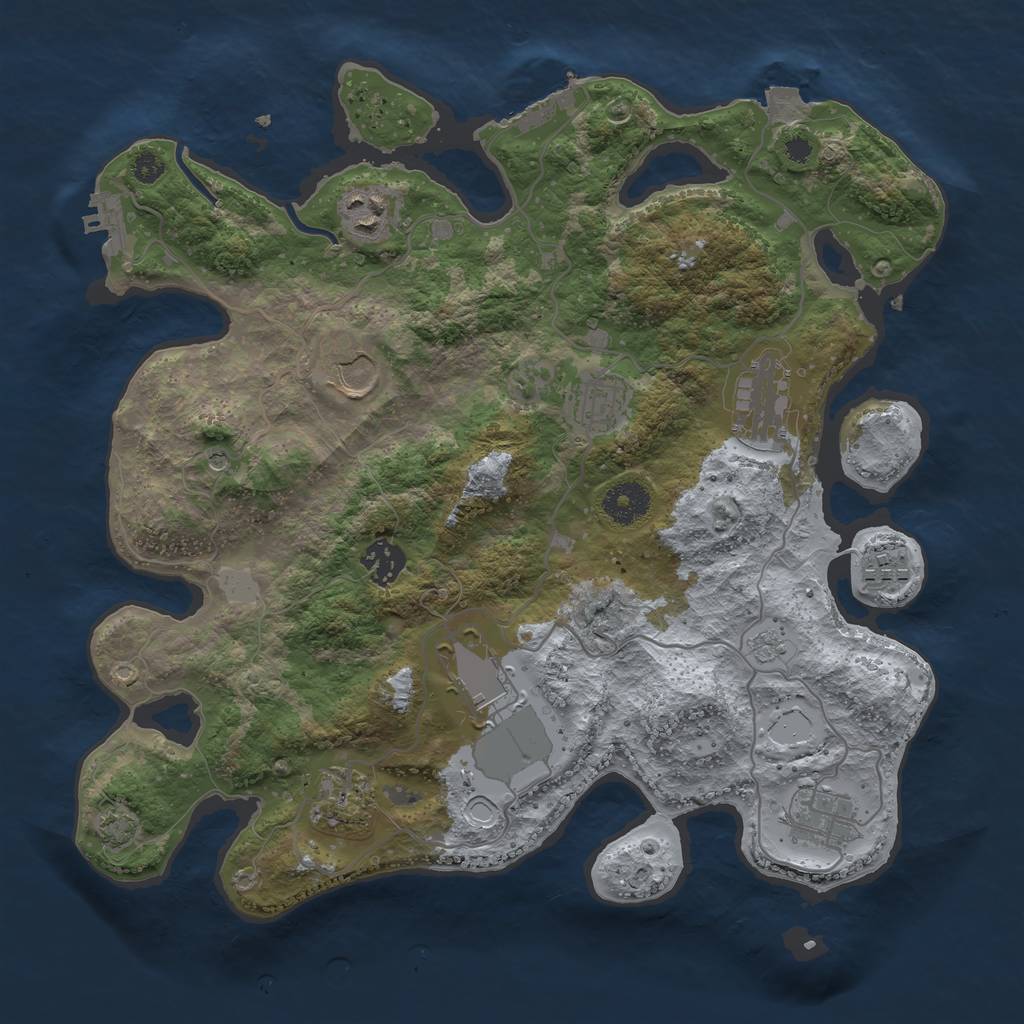 Rust Map: Procedural Map, Size: 3500, Seed: 971060204, 17 Monuments