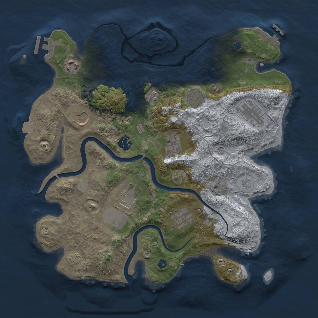 Rust Map: Procedural Map, Size: 3500, Seed: 135212252, 15 Monuments