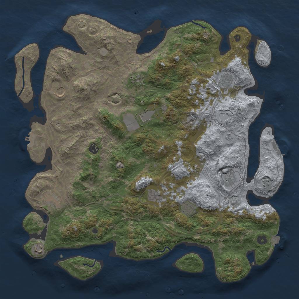 Rust Map: Procedural Map, Size: 4500, Seed: 2003493581, 19 Monuments