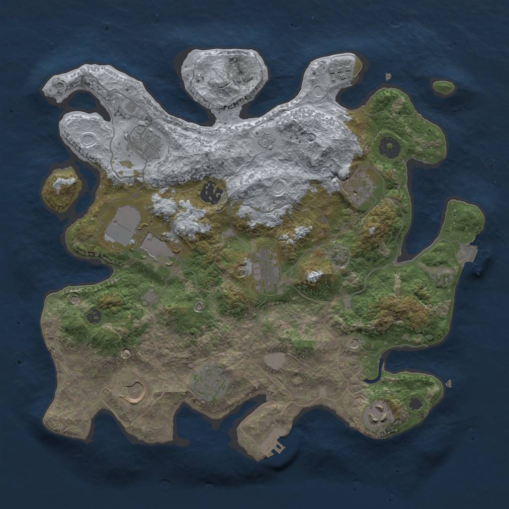 Rust Map: Procedural Map, Size: 3500, Seed: 141432994, 16 Monuments