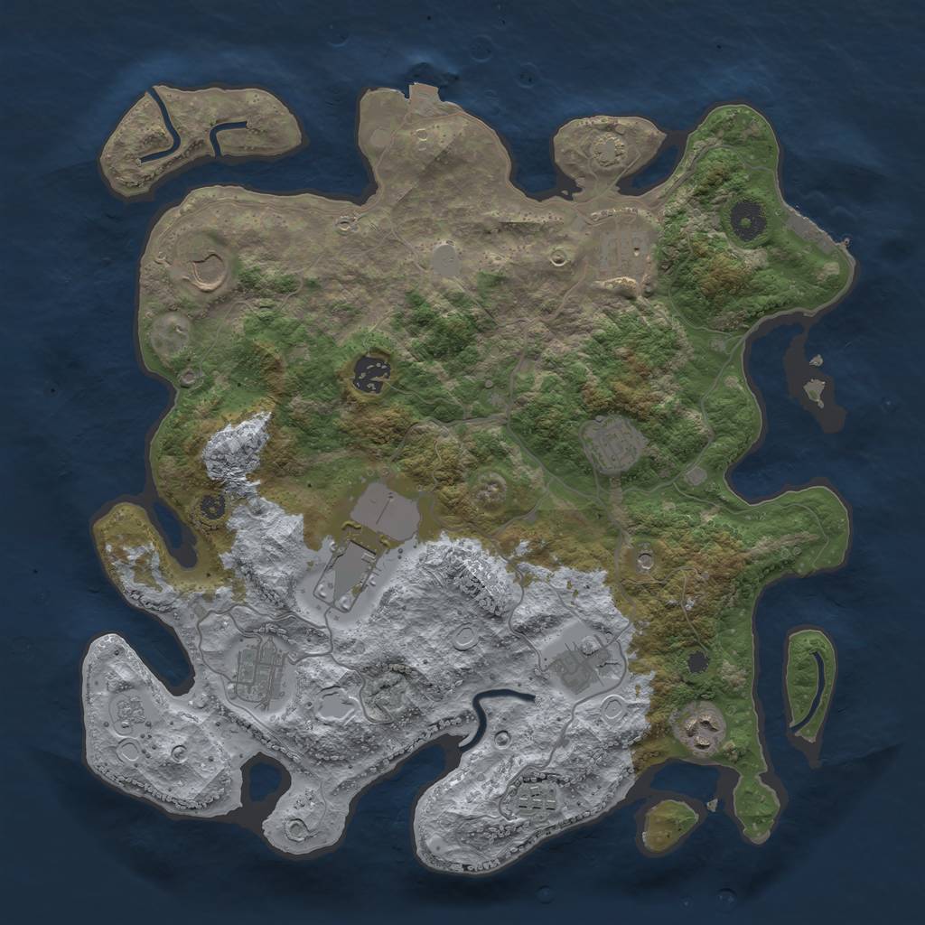 Rust Map: Procedural Map, Size: 3700, Seed: 1373197300, 16 Monuments