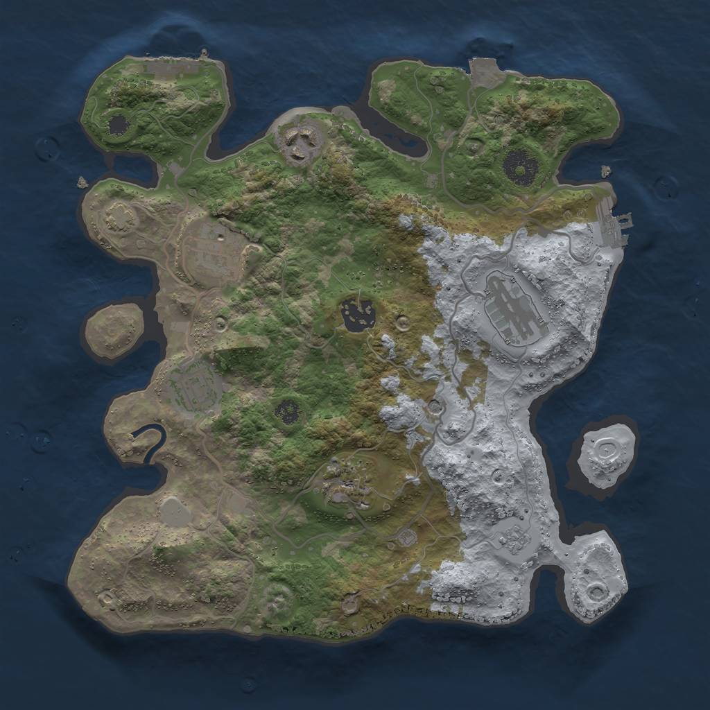 Rust Map: Procedural Map, Size: 3000, Seed: 2037716151, 14 Monuments