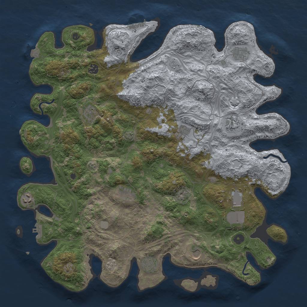 Rust Map: Procedural Map, Size: 4500, Seed: 1042024, 19 Monuments