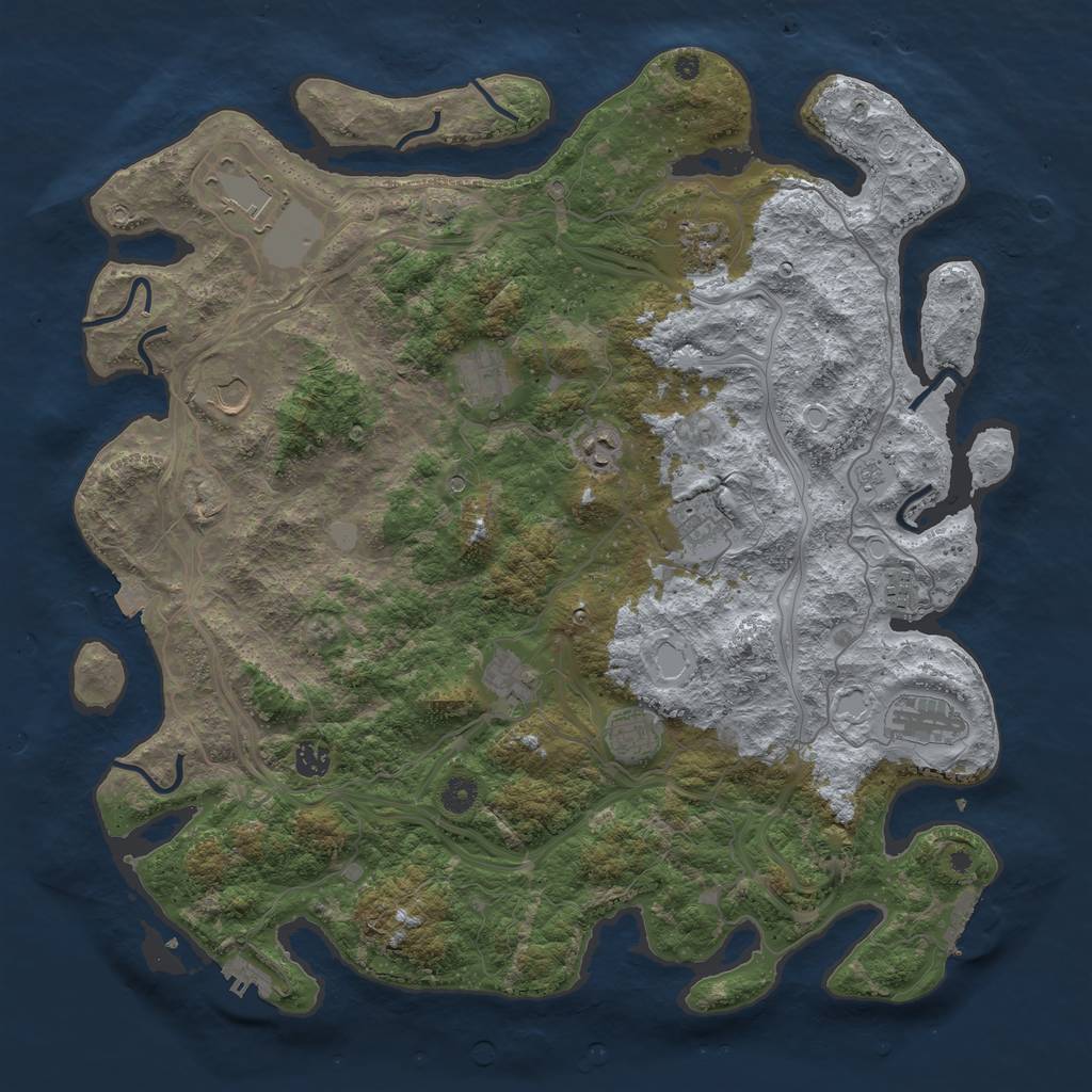 Rust Map: Procedural Map, Size: 4500, Seed: 364826002, 19 Monuments