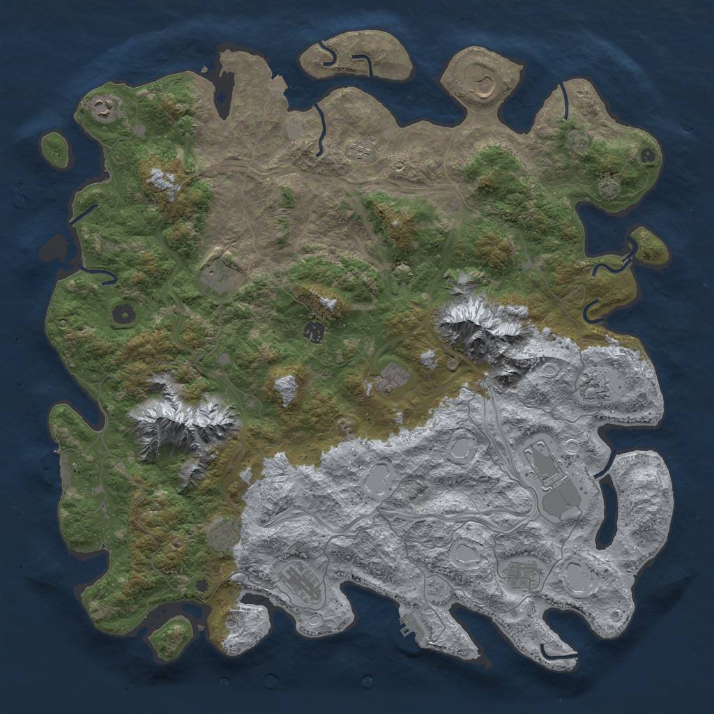 Rust Map: Procedural Map, Size: 5000, Seed: 3172911, 19 Monuments