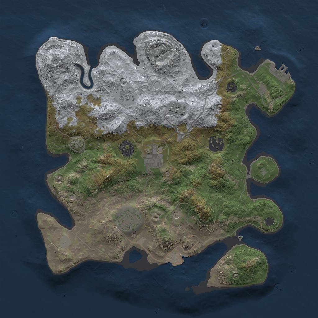 Rust Map: Procedural Map, Size: 3000, Seed: 2132740812, 11 Monuments