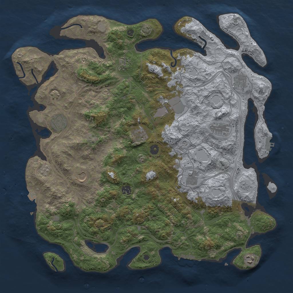 Rust Map: Procedural Map, Size: 4500, Seed: 1343044319, 19 Monuments