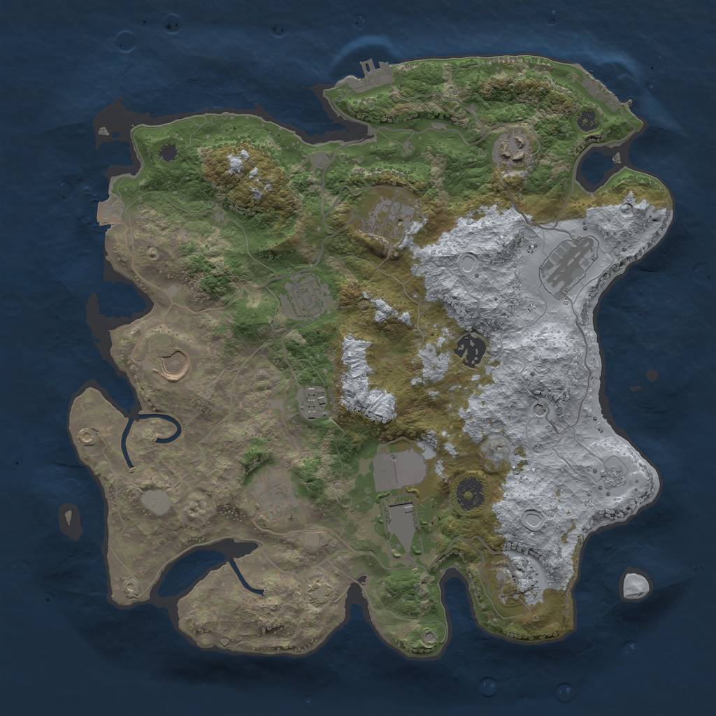 Rust Map: Procedural Map, Size: 3500, Seed: 2086272800, 18 Monuments