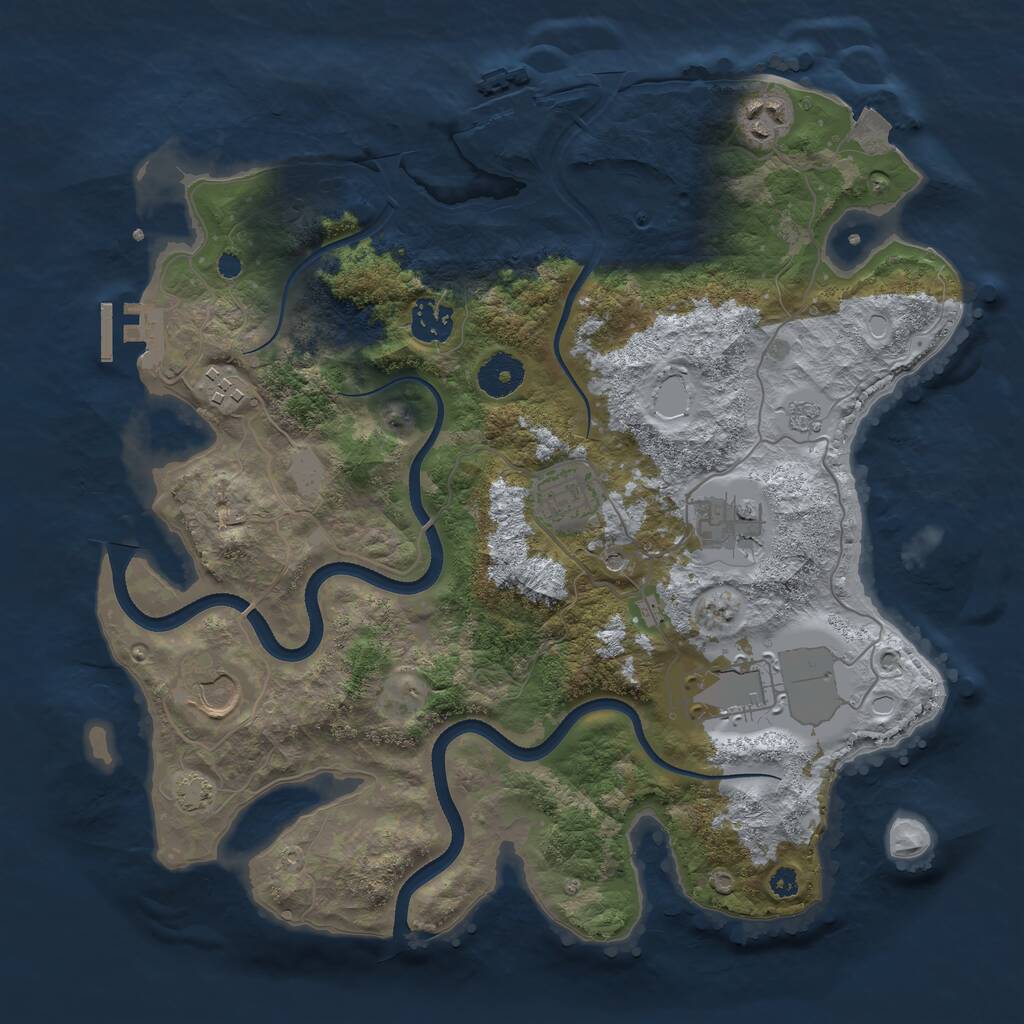 Rust Map: Procedural Map, Size: 3500, Seed: 2086272800, 13 Monuments