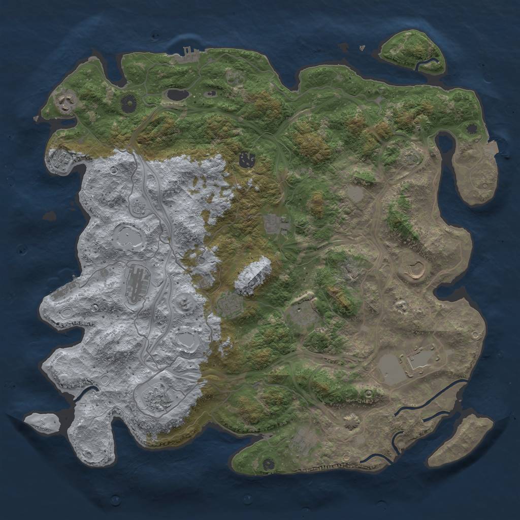 Rust Map: Procedural Map, Size: 4500, Seed: 2100391438, 19 Monuments