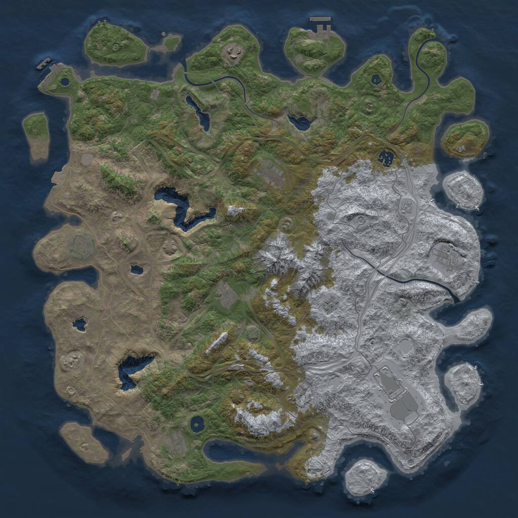 Rust Map: Procedural Map, Size: 5000, Seed: 952711822, 16 Monuments