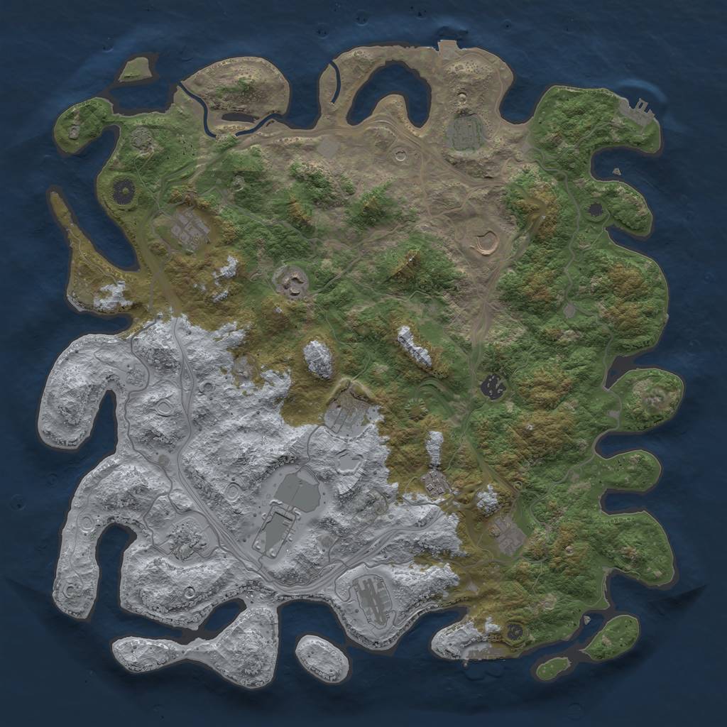 Rust Map: Procedural Map, Size: 4500, Seed: 1999215864, 19 Monuments