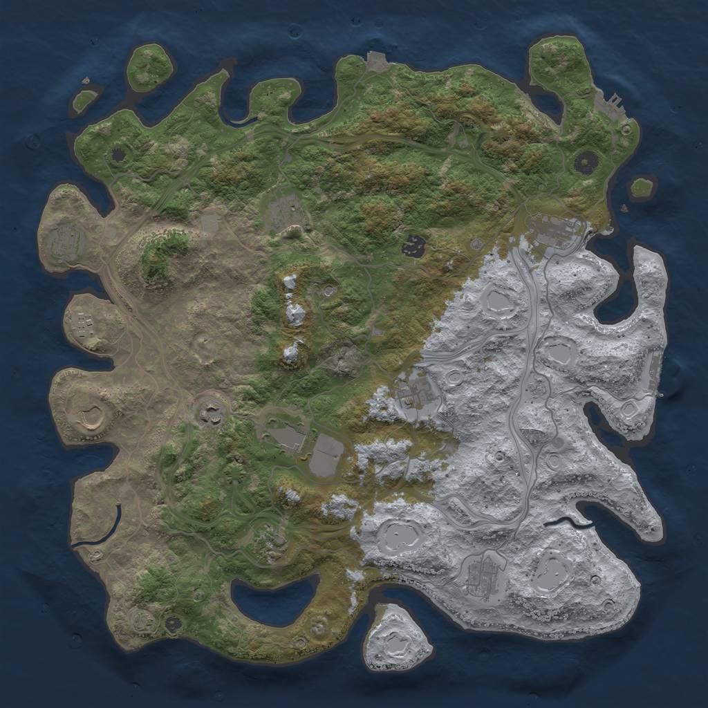 Rust Map: Procedural Map, Size: 4500, Seed: 17364511, 19 Monuments