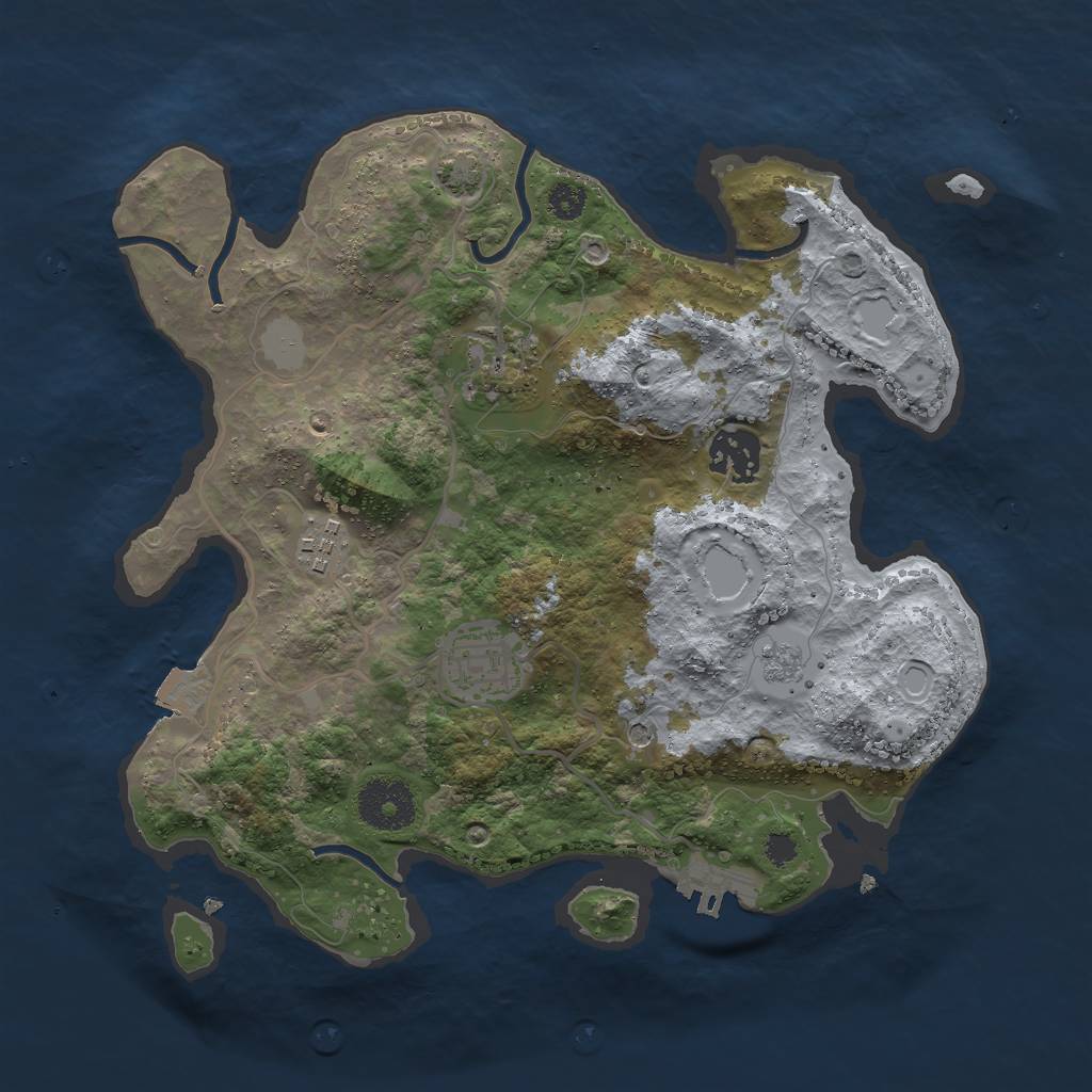 Rust Map: Procedural Map, Size: 3000, Seed: 1593062, 11 Monuments