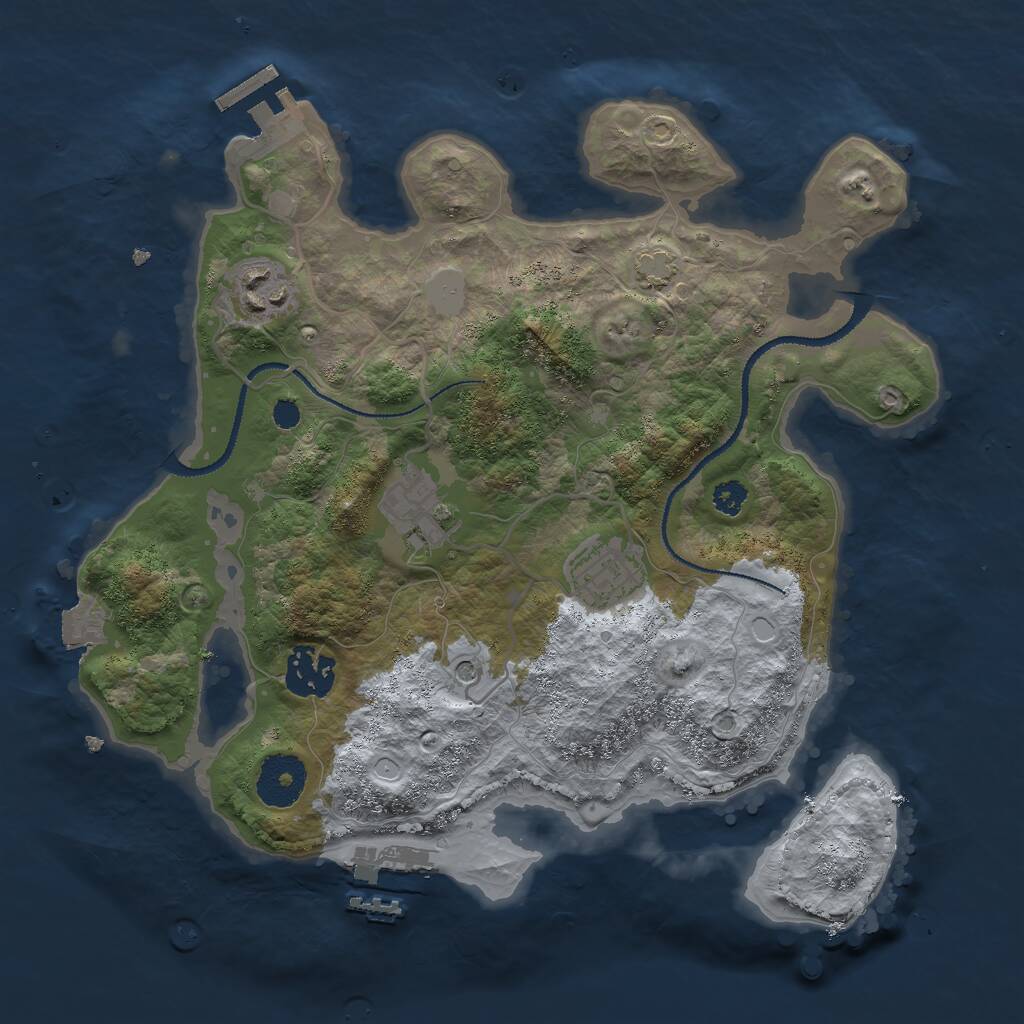 Rust Map: Procedural Map, Size: 3000, Seed: 39629, 9 Monuments